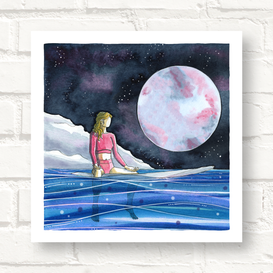 Full Moon Surf - Art Print