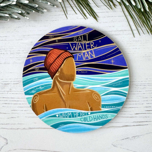 Cornwall Studios - Salt Water man Coaster - cold water swimming