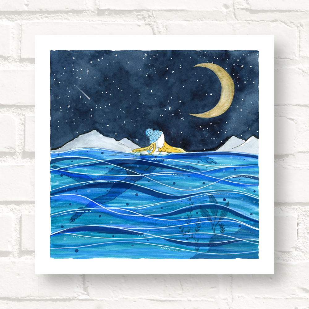 Cornwall Studios Wild Swimming Art Print - StarryNight Swim